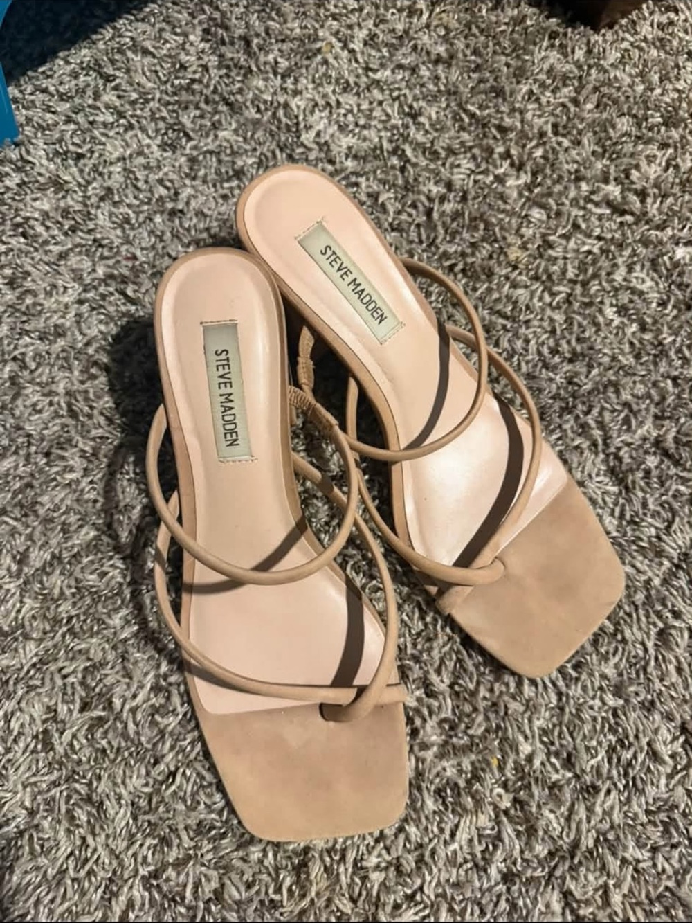 Steve Madden Beige/Nude Strappy Square-Toe Heels